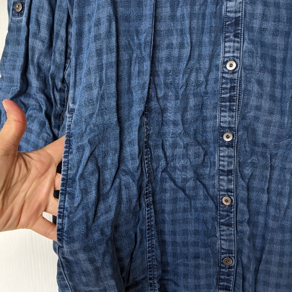 J. JILL chambray gingham plaid button front shirt dress - Picture 8 of 12